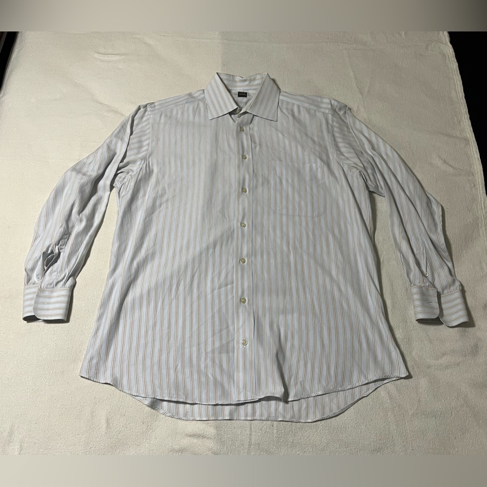 Ike Behar Mens Stripe Cotton Dress Shirt Size 16‎ x 34